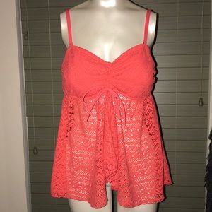 .:INC:. Coral Flowy Tankini Top